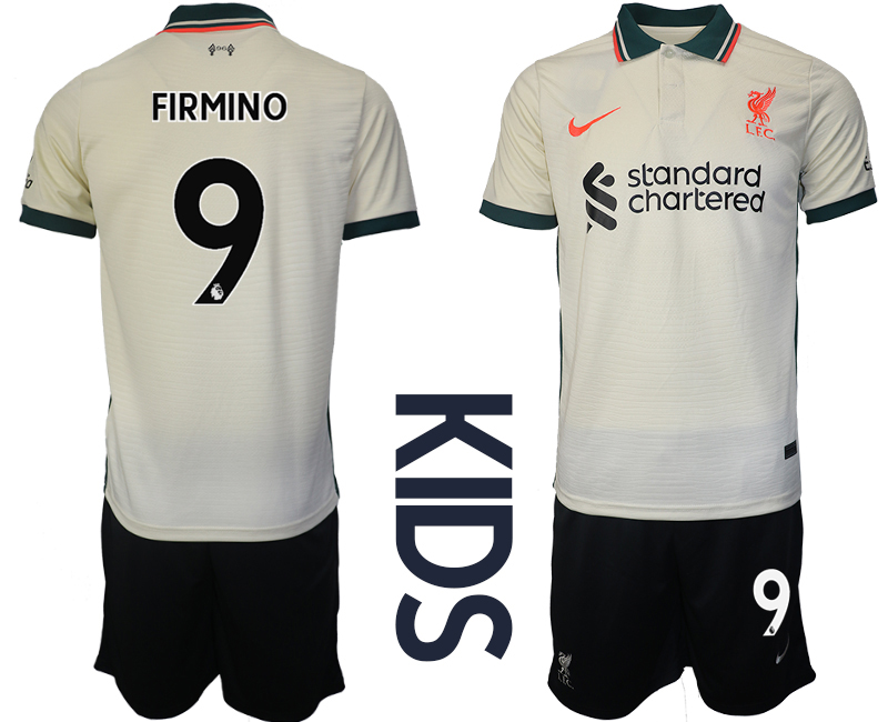 Youth 2021-2022 Club Liverpool away cream #9 Soccer Jersey->youth soccer jersey->Youth Jersey